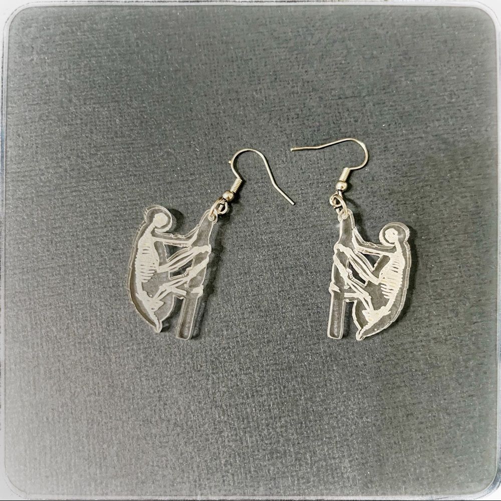 Sloth skeleton acrylic earrings. Handmade